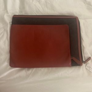 Coach Tech portfolio laptop iPad zippered case brown suede and leather